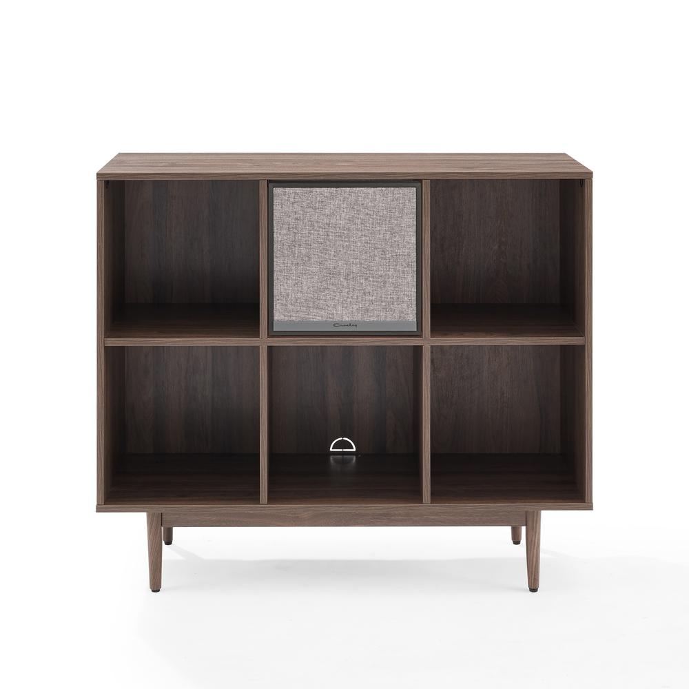 Liam 6 Cube Record Storage Bookcase With Speaker Walnut/Black - Bookcase & Speaker. Picture 5