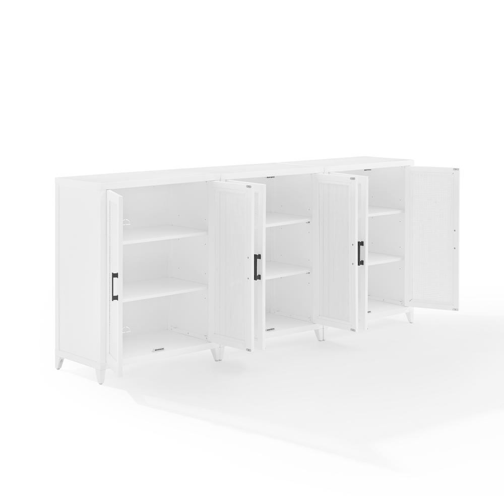 Milo 3Pc Media Storage Cabinet Set White - 3 Storage Pantries. Picture 10
