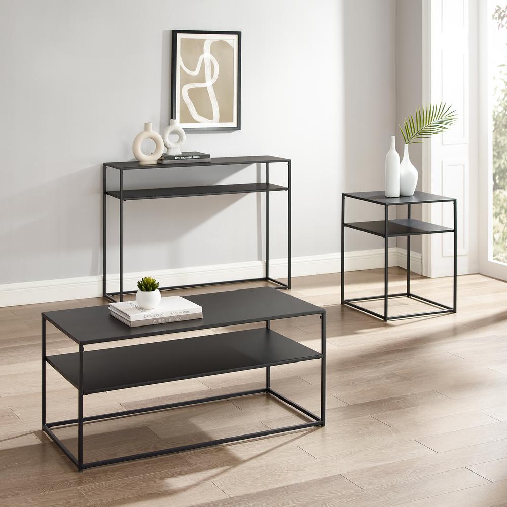 Braxton 3Pc Coffee Table Set Matte Black - Coffee Table, Console Table, & End Table. Picture 1