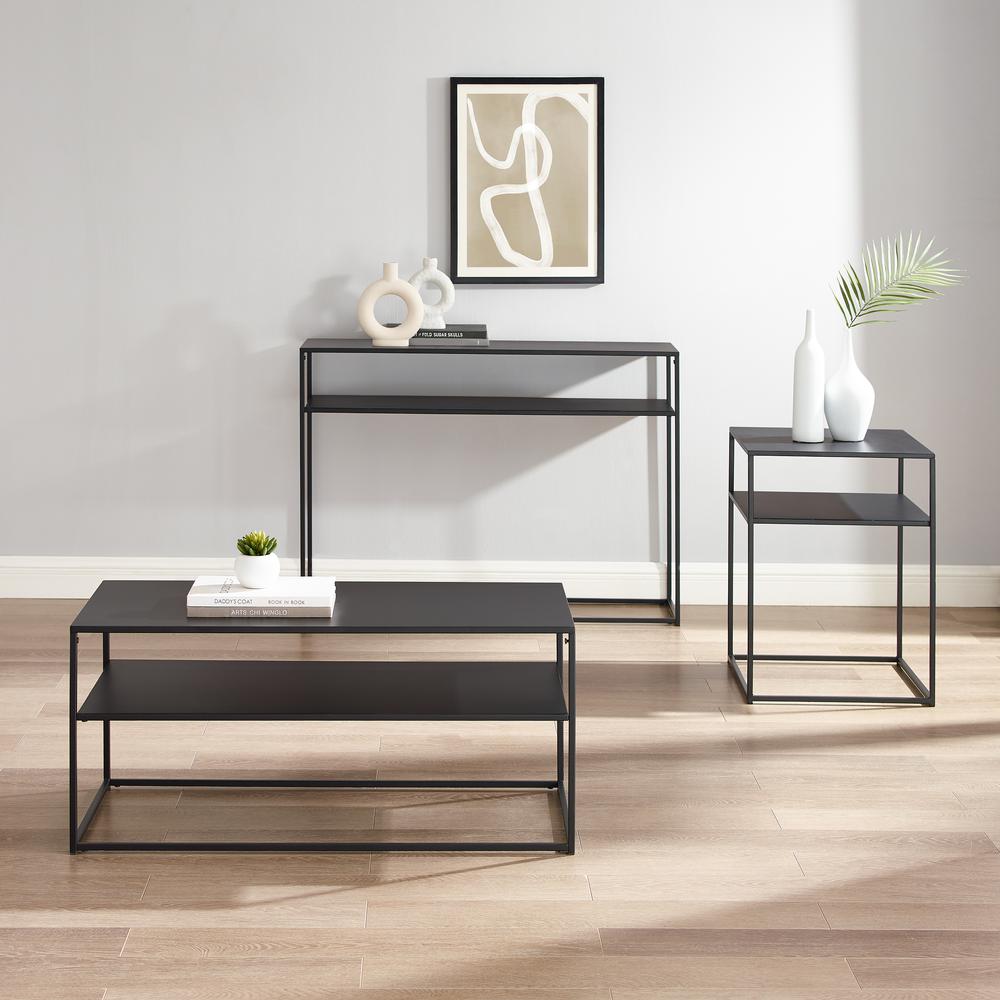 Braxton 3Pc Coffee Table Set Matte Black - Coffee Table, Console Table, & End Table. Picture 2