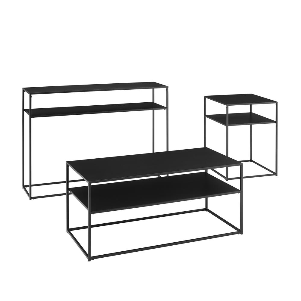 Braxton 3Pc Coffee Table Set Matte Black - Coffee Table, Console Table, & End Table. Picture 4