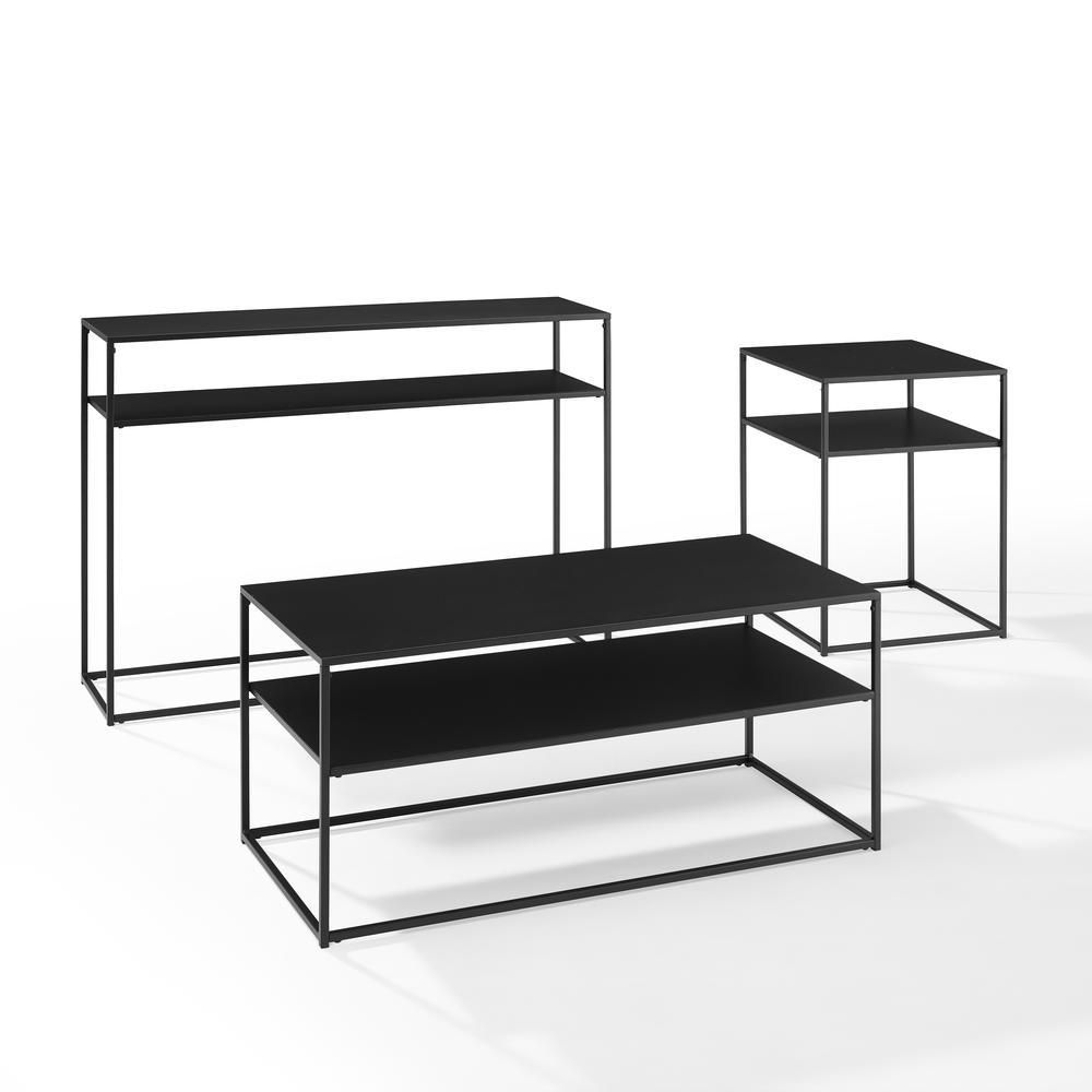 Braxton 3Pc Coffee Table Set Matte Black - Coffee Table, Console Table, & End Table. Picture 6