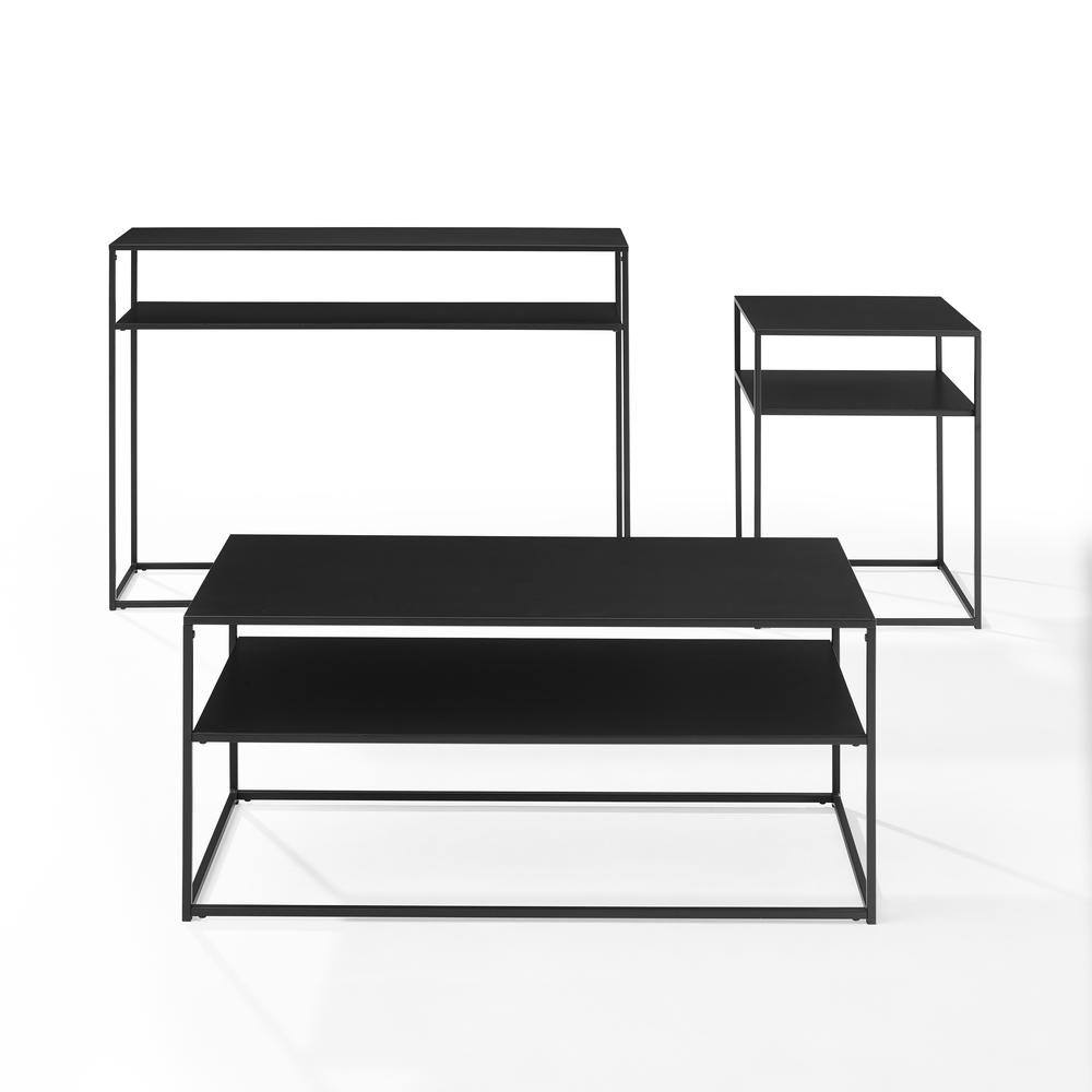 Braxton 3Pc Coffee Table Set Matte Black - Coffee Table, Console Table, & End Table. Picture 7