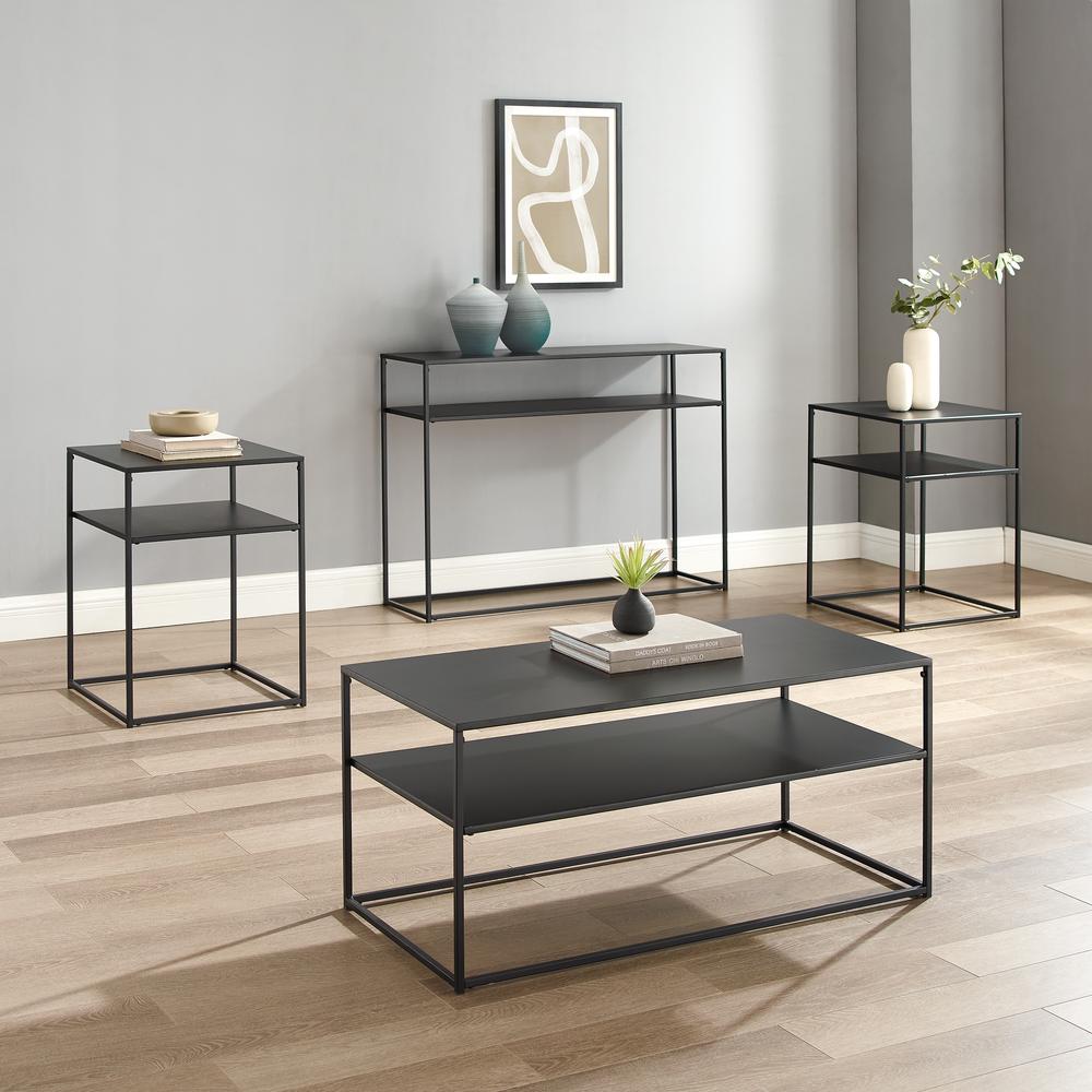 Braxton 4Pc Coffee Table Set Matte Black - Coffee Table, Console Table, & 2 End Tables. Picture 1