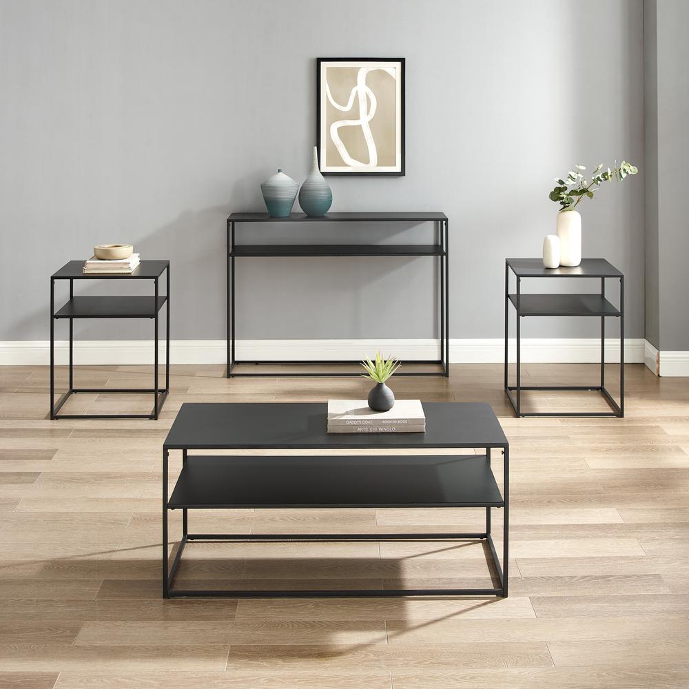 Braxton 4Pc Coffee Table Set Matte Black - Coffee Table, Console Table, & 2 End Tables. Picture 2