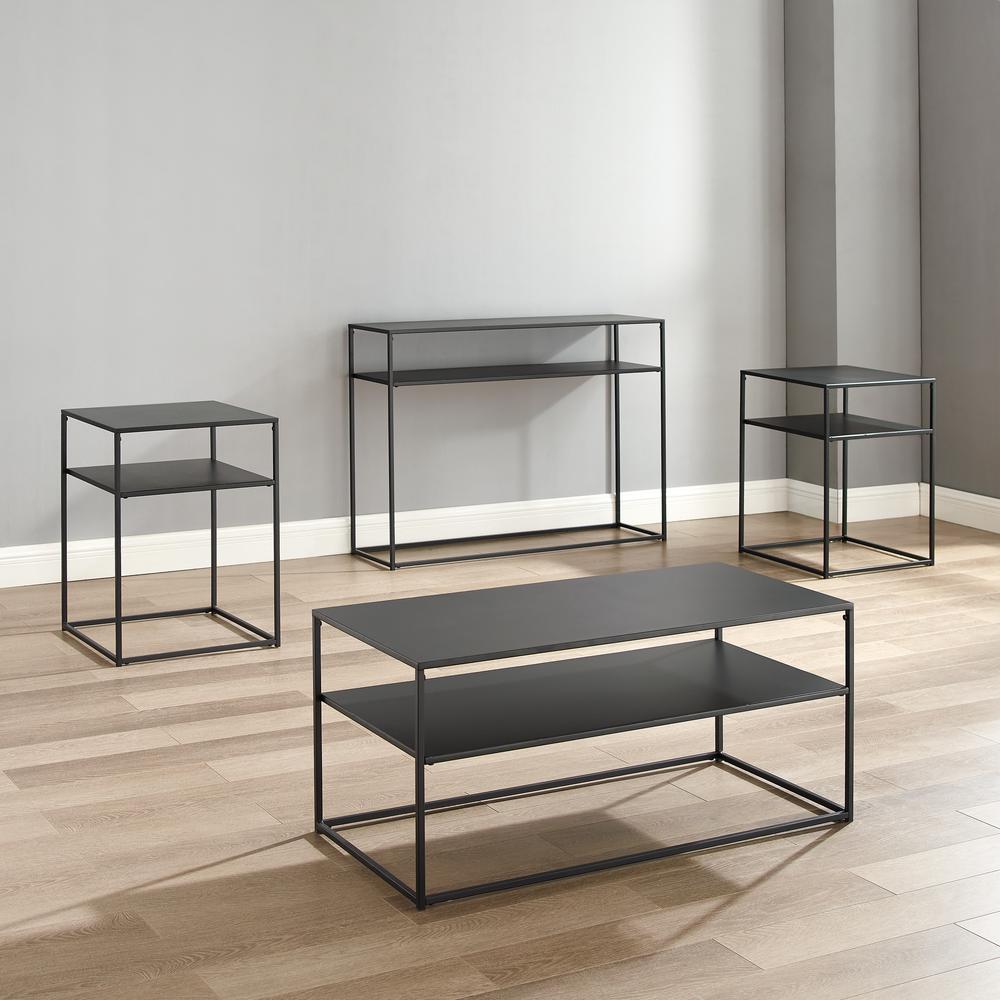 Braxton 4Pc Coffee Table Set Matte Black - Coffee Table, Console Table, & 2 End Tables. Picture 3