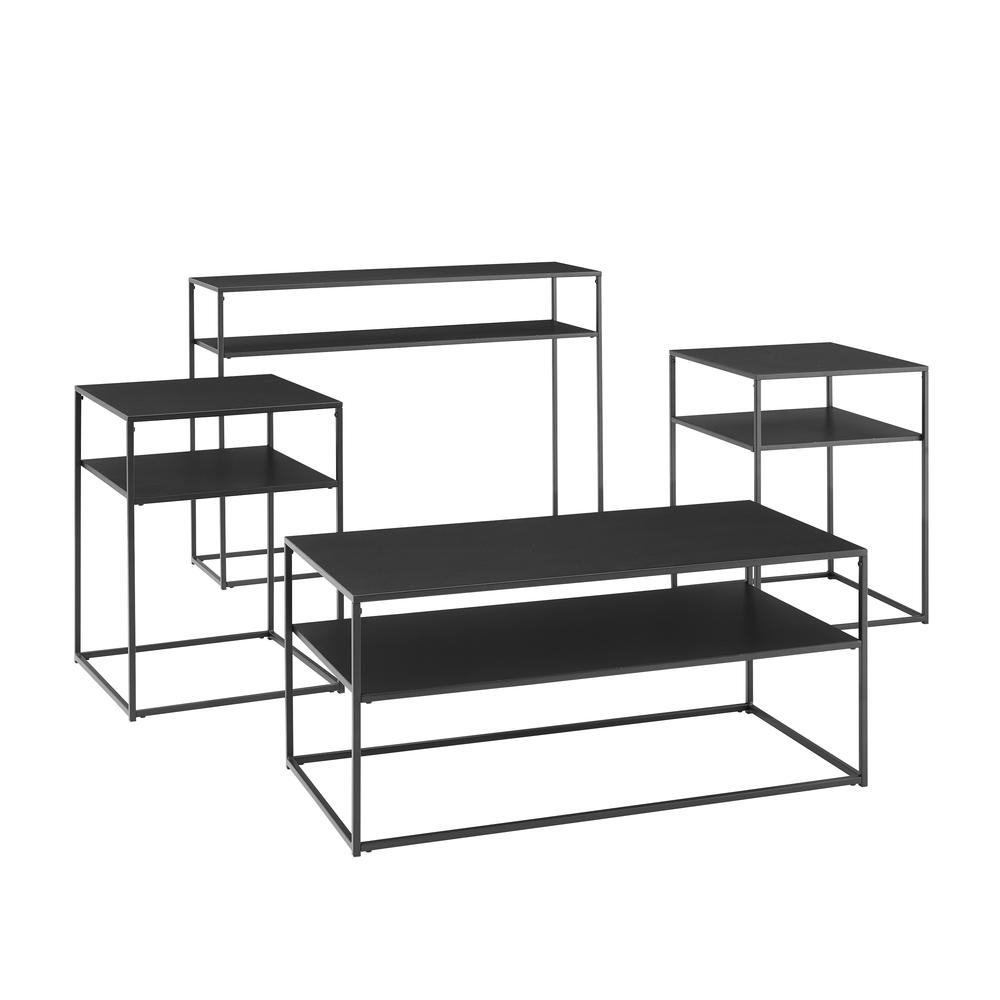 Braxton 4Pc Coffee Table Set Matte Black - Coffee Table, Console Table, & 2 End Tables. Picture 4