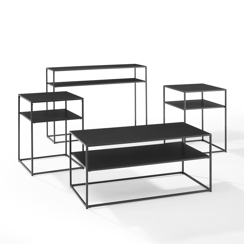 Braxton 4Pc Coffee Table Set Matte Black - Coffee Table, Console Table, & 2 End Tables. Picture 6