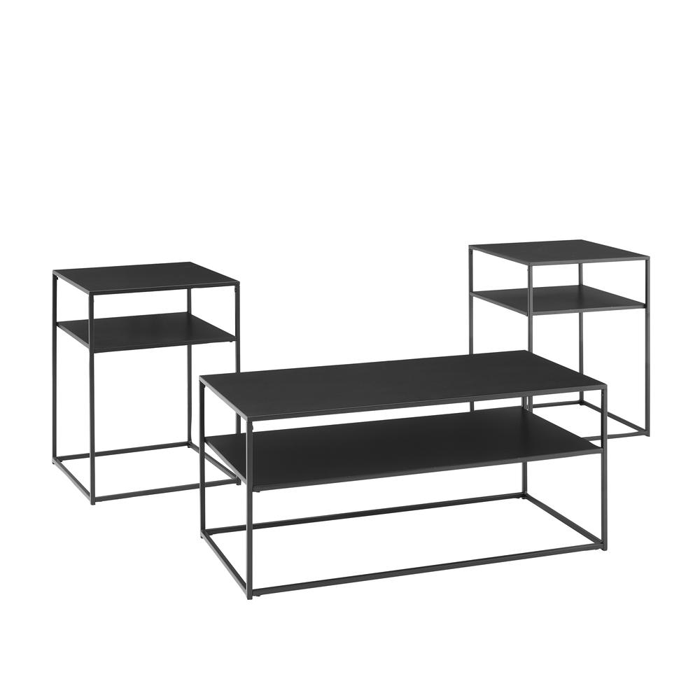 Braxton 3Pc Coffee Table Set Matte Black - Coffee Table & 2 End Tables. Picture 4