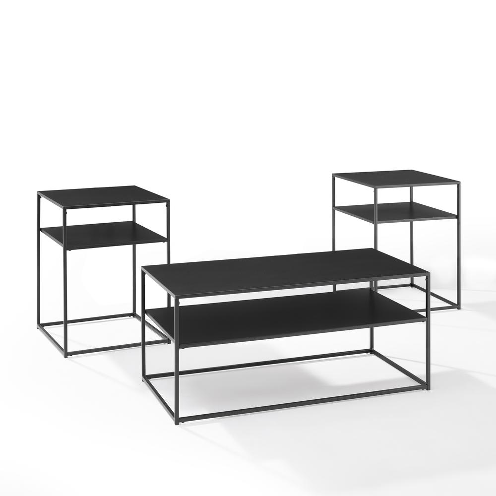 Braxton 3Pc Coffee Table Set Matte Black - Coffee Table & 2 End Tables. Picture 6