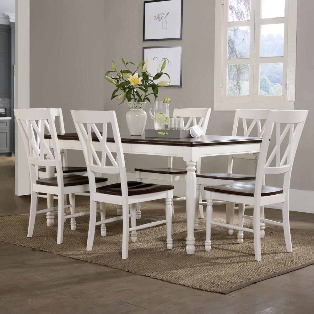 Shelby 7Pc Dining Set Distressed White - Table & 6 Chairs. Picture 2