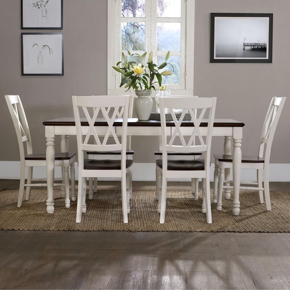 Shelby 7Pc Dining Set Distressed White - Table & 6 Chairs. Picture 3