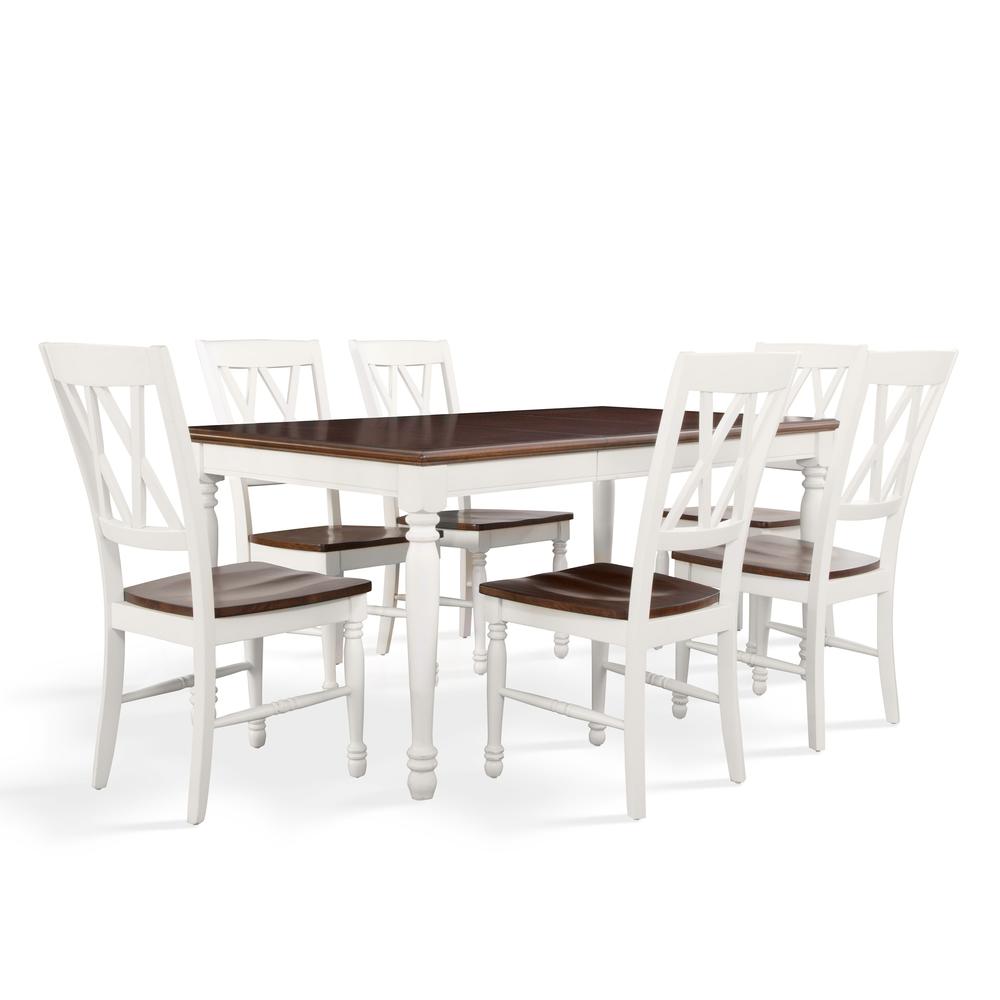 Shelby 7Pc Dining Set Distressed White - Table & 6 Chairs. Picture 1