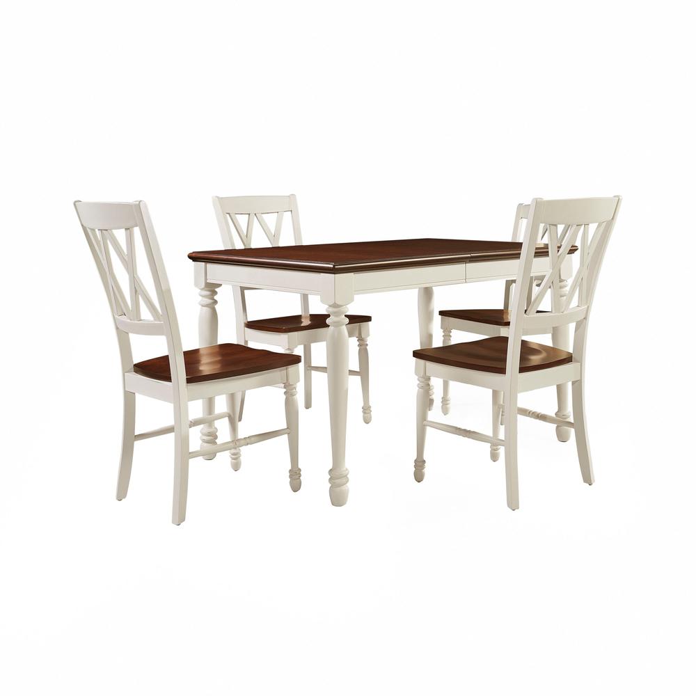 Shelby 5Pc Dining Set Distressed White - Table & 4 Chairs. Picture 1