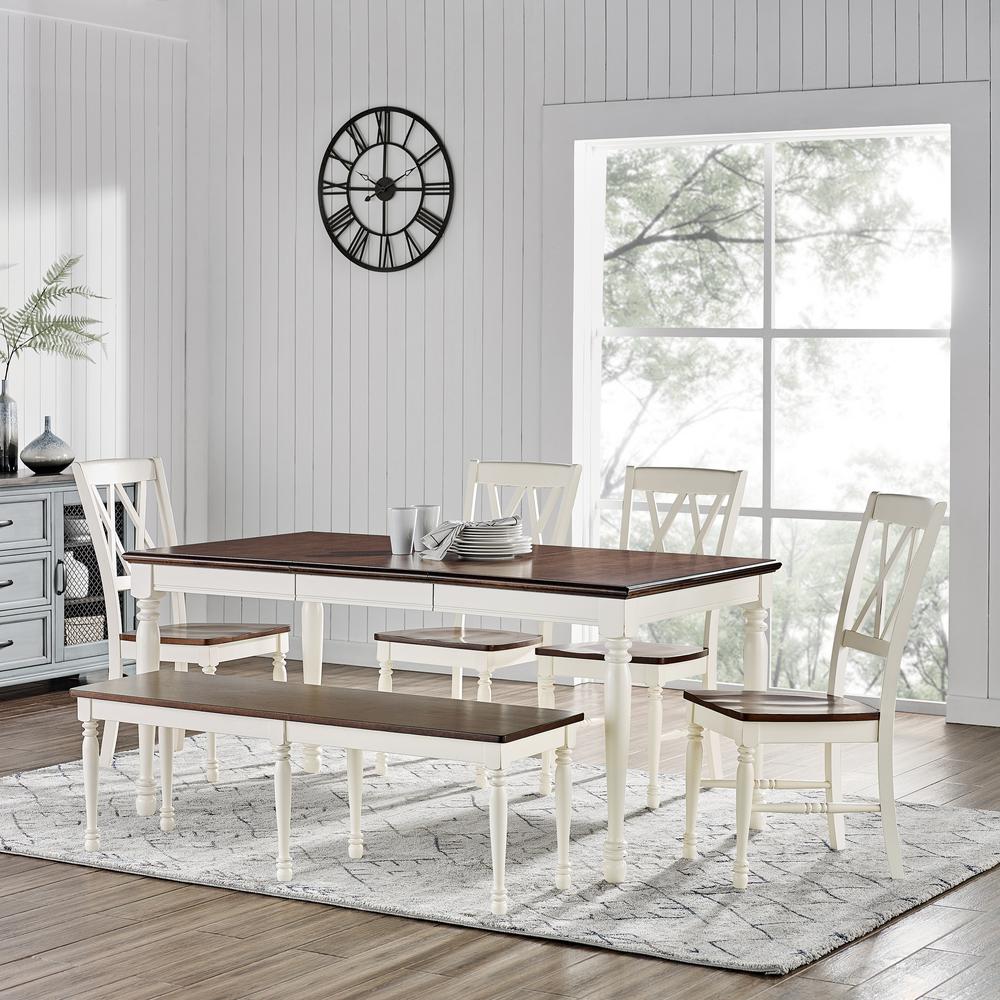 Shelby 6 Piece Dining Set White - Table, 4 Chairs, Bench. Picture 2