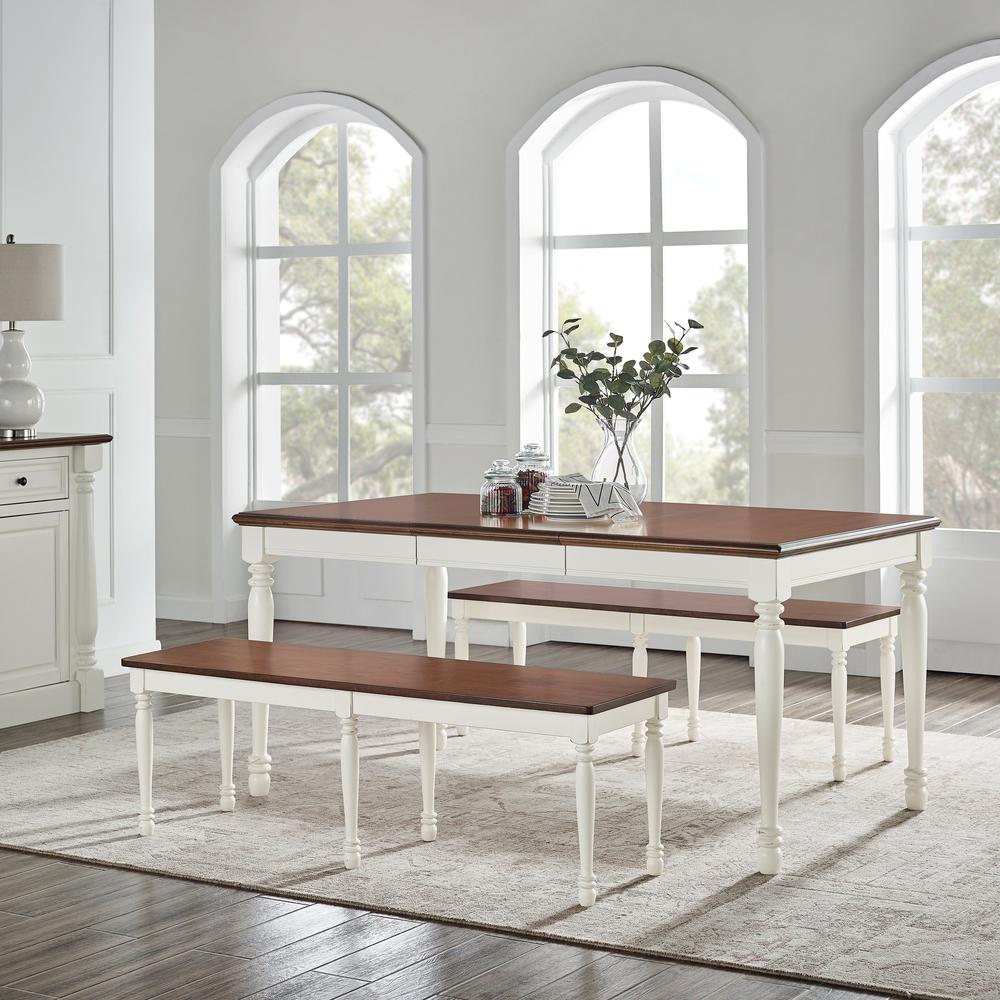 Shelby 3 Piece Dining Set White - Table, 2 Benches. Picture 1