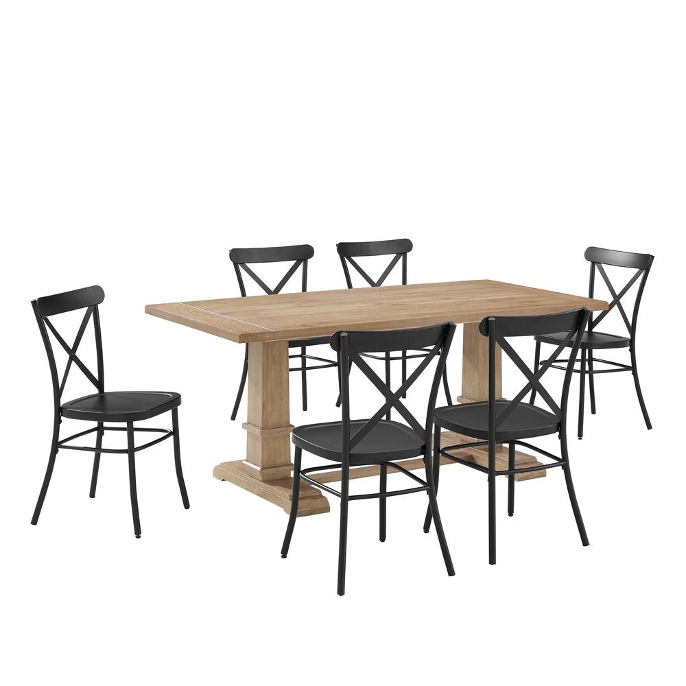 Joanna 7Pc Dining Set W/Camille Chairs Matte Black/ Rustic Brown - Table & 6 Chairs. Picture 3