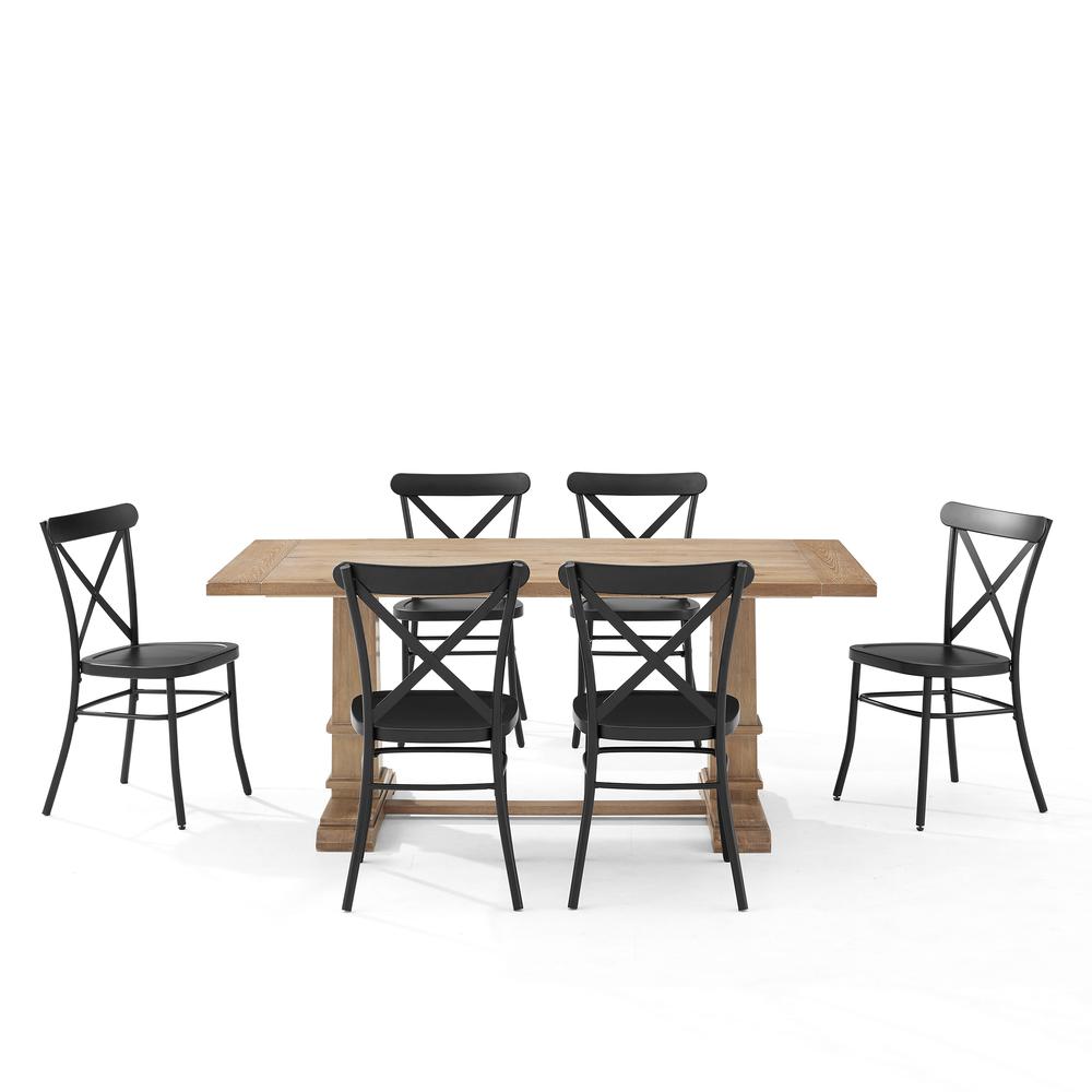 Joanna 7Pc Dining Set W/Camille Chairs Matte Black/ Rustic Brown - Table & 6 Chairs. Picture 10