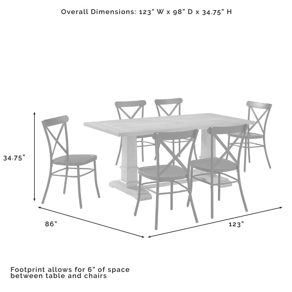 Joanna 7Pc Dining Set W/Camille Chairs Matte Black/ Rustic Brown - Table & 6 Chairs. Picture 14