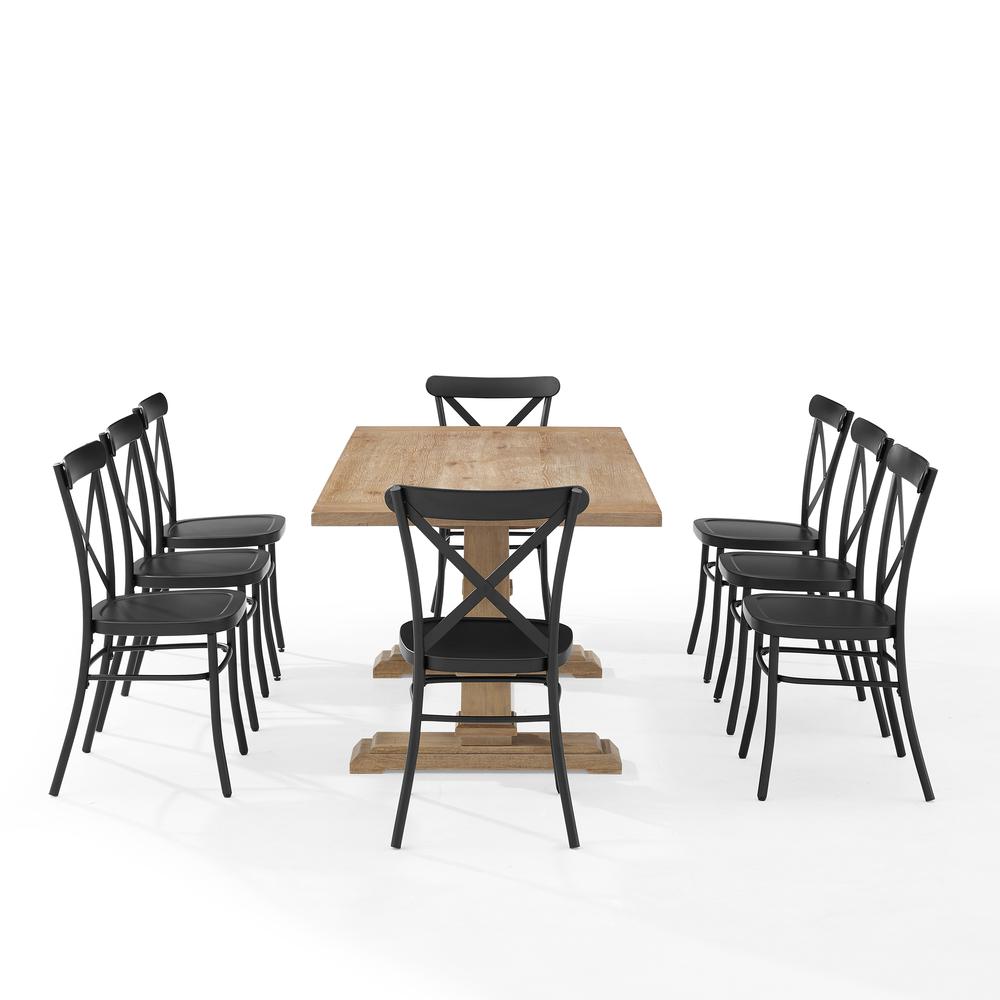 Joanna 9Pc Dining Set W/Camille Chairs Matte Black/ Rustic Brown - Table & 8 Chairs. Picture 8