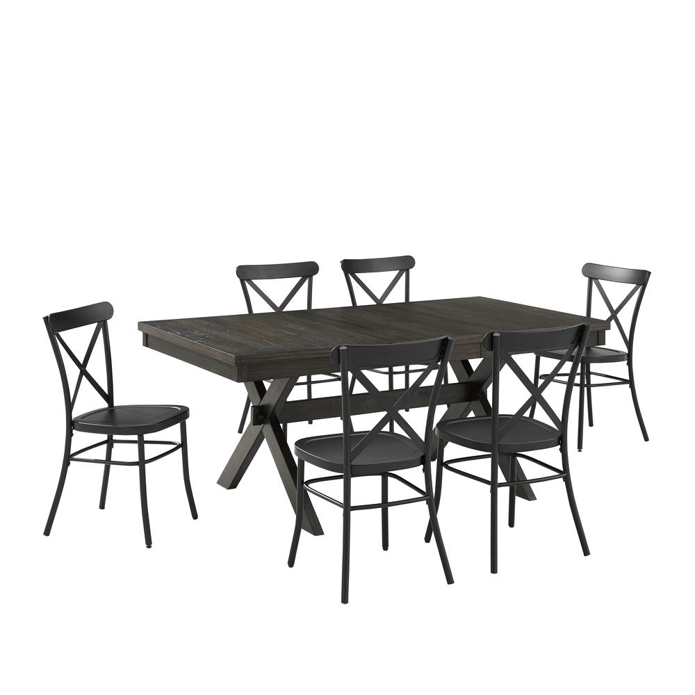 Hayden 7Pc Dining Set W/Camille Chairs Matte Black/  Slate - Table & 6 Chairs. Picture 3