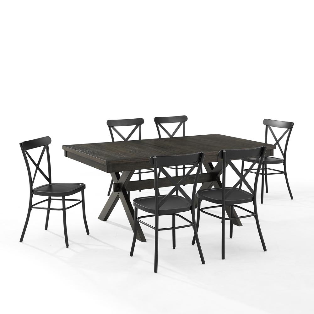 Hayden 7Pc Dining Set W/Camille Chairs Matte Black/  Slate - Table & 6 Chairs. Picture 6
