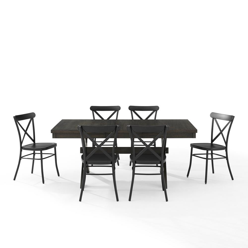 Hayden 7Pc Dining Set W/Camille Chairs Matte Black/  Slate - Table & 6 Chairs. Picture 7