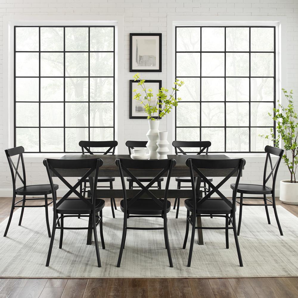 Hayden 9Pc Dining Set W/Camille Chairs Matte Black/  Slate - Table & 8 Chairs. Picture 2