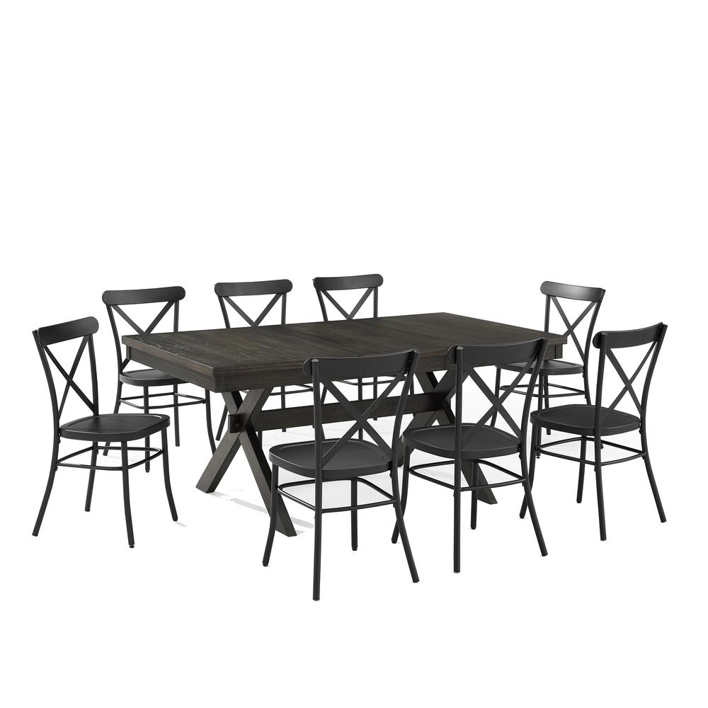 Hayden 9Pc Dining Set W/Camille Chairs Matte Black/  Slate - Table & 8 Chairs. Picture 3