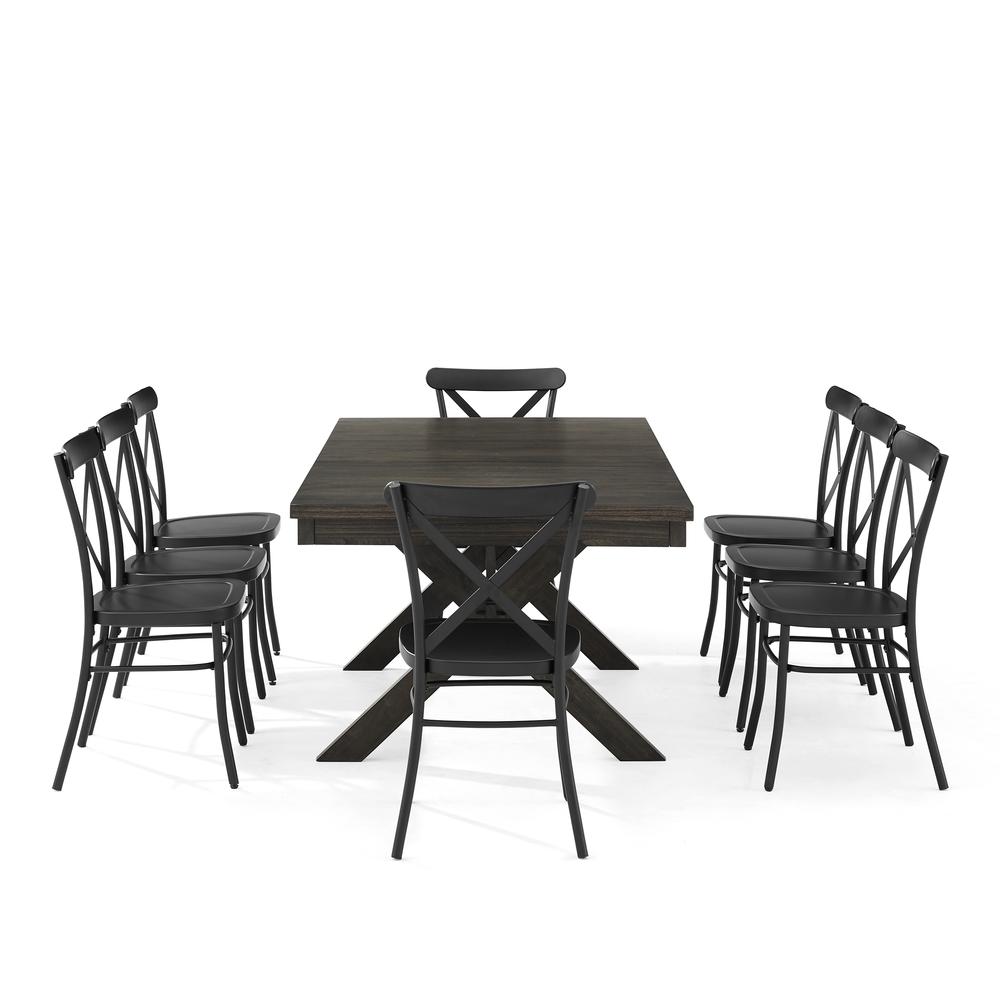 Hayden 9Pc Dining Set W/Camille Chairs Matte Black/  Slate - Table & 8 Chairs. Picture 8