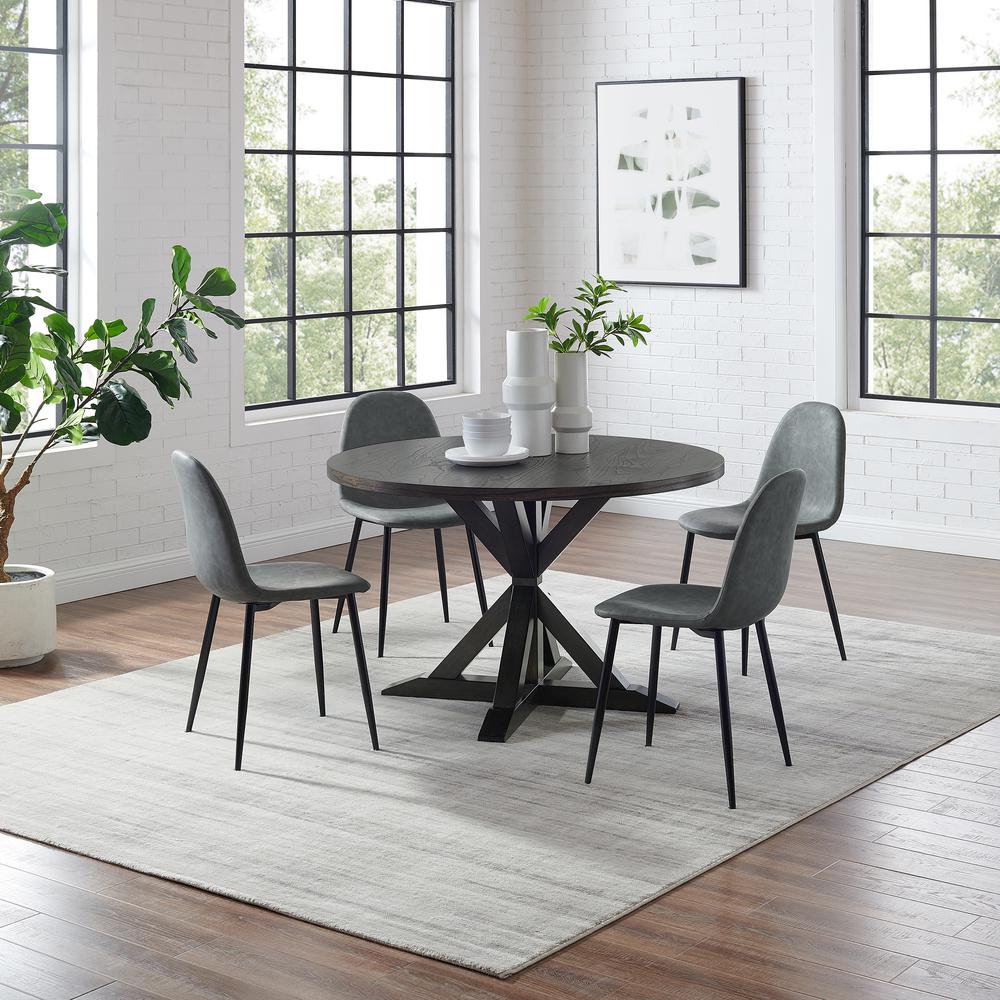 Hayden 5Pc Round Dining Set W/Weston Chairs Distressed Gray /Slate - Table & 4 Chairs. Picture 1