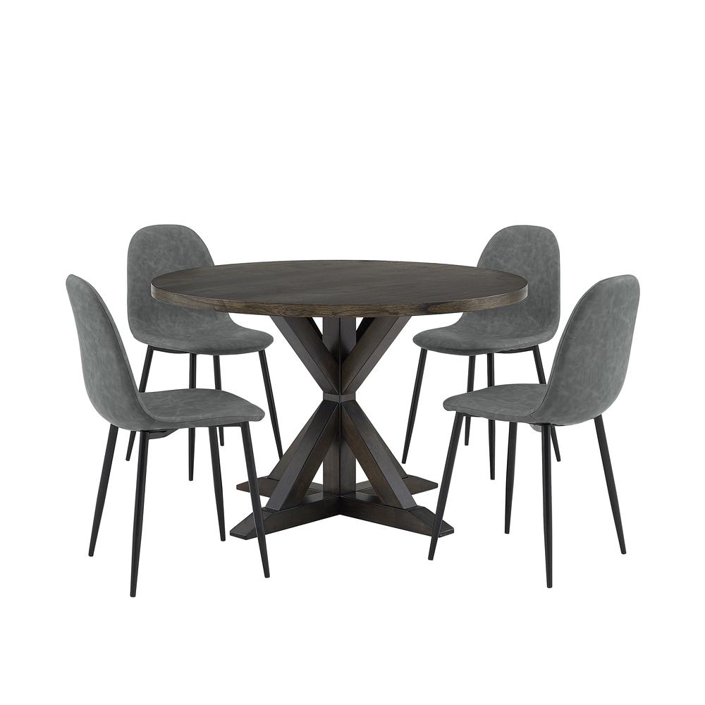 Hayden 5Pc Round Dining Set W/Weston Chairs Distressed Gray /Slate - Table & 4 Chairs. Picture 2