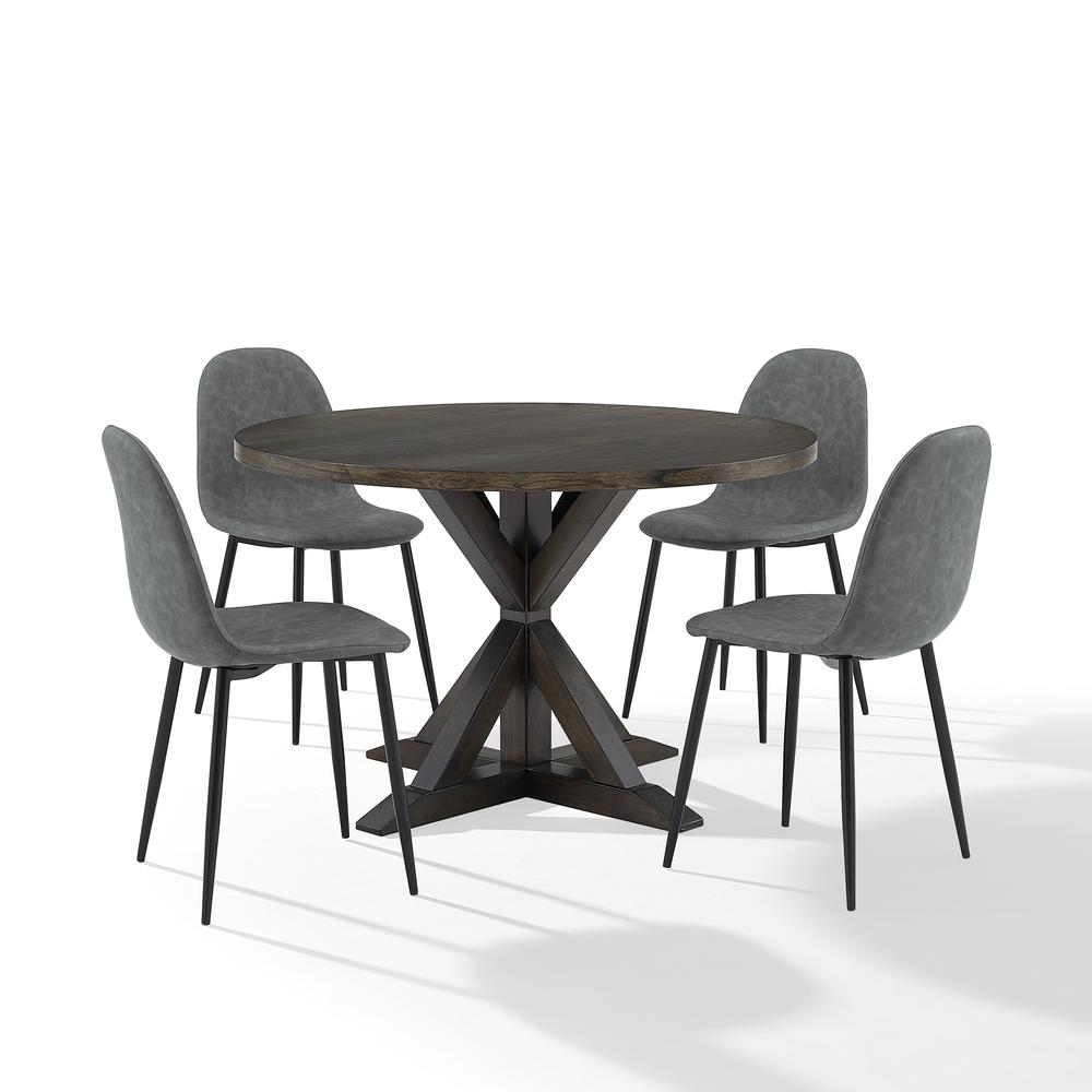 Hayden 5Pc Round Dining Set W/Weston Chairs Distressed Gray /Slate - Table & 4 Chairs. Picture 5