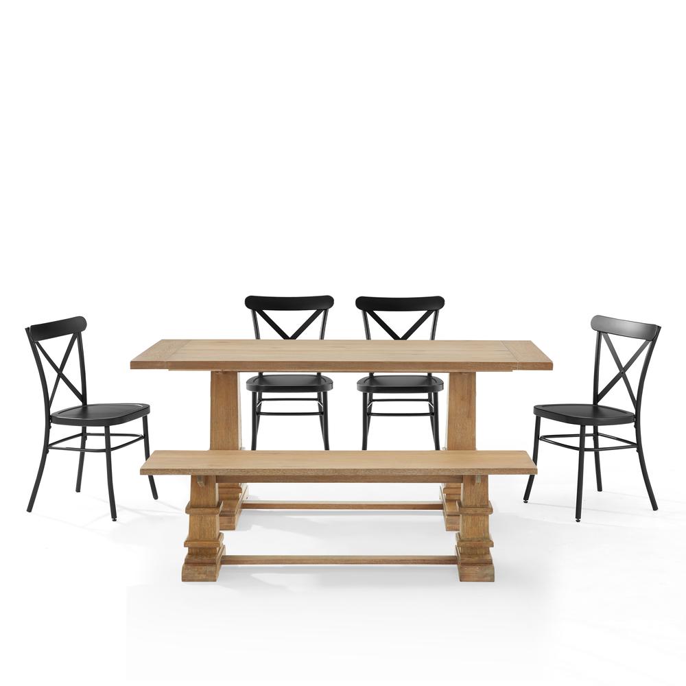Joanna 6Pc Dining Set W/Camille Chairs Matte Black/Rustic Brown - Table, Bench, & 4 Chairs. Picture 7