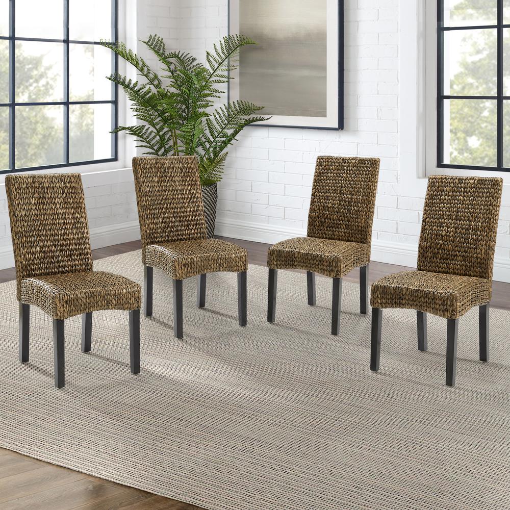 Edgewater 4Pc Dining Chair Set Seagrass/Darkbrown - 4 Chairs. Picture 10