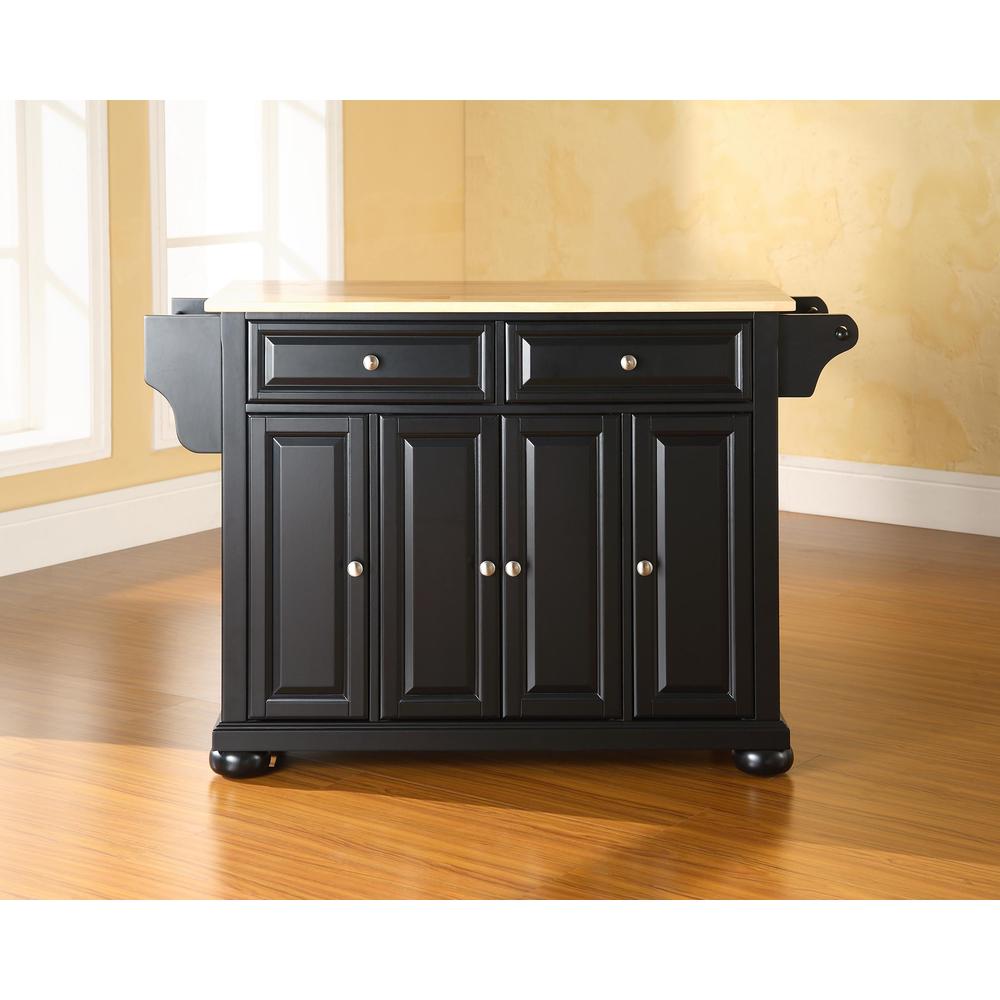 Alexandria Wood Top Full Size Kitchen Island/Cart Black/Natural. Picture 1