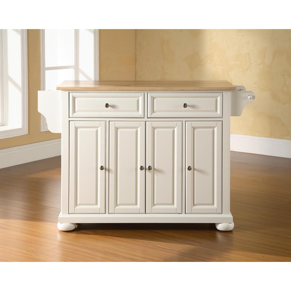 Alexandria Wood Top Full Size Kitchen Island/Cart White/Natural. Picture 1