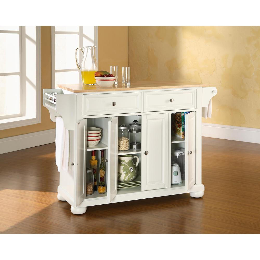 Alexandria Wood Top Full Size Kitchen Island/Cart White/Natural. Picture 2