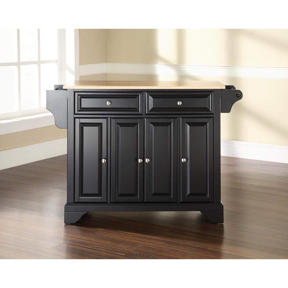 Lafayette Wood Top Full Size Kitchen Island/Cart Black/Natural. Picture 3