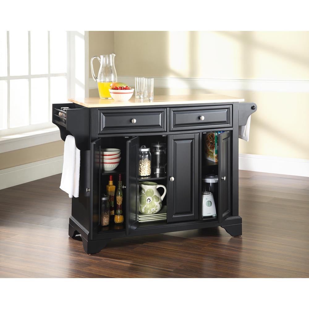 Lafayette Wood Top Full Size Kitchen Island/Cart Black/Natural. Picture 4