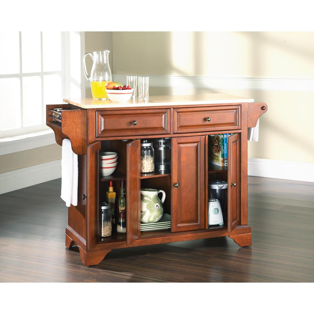 Lafayette Wood Top Full Size Kitchen Island/Cart Cherry/Natural. Picture 2