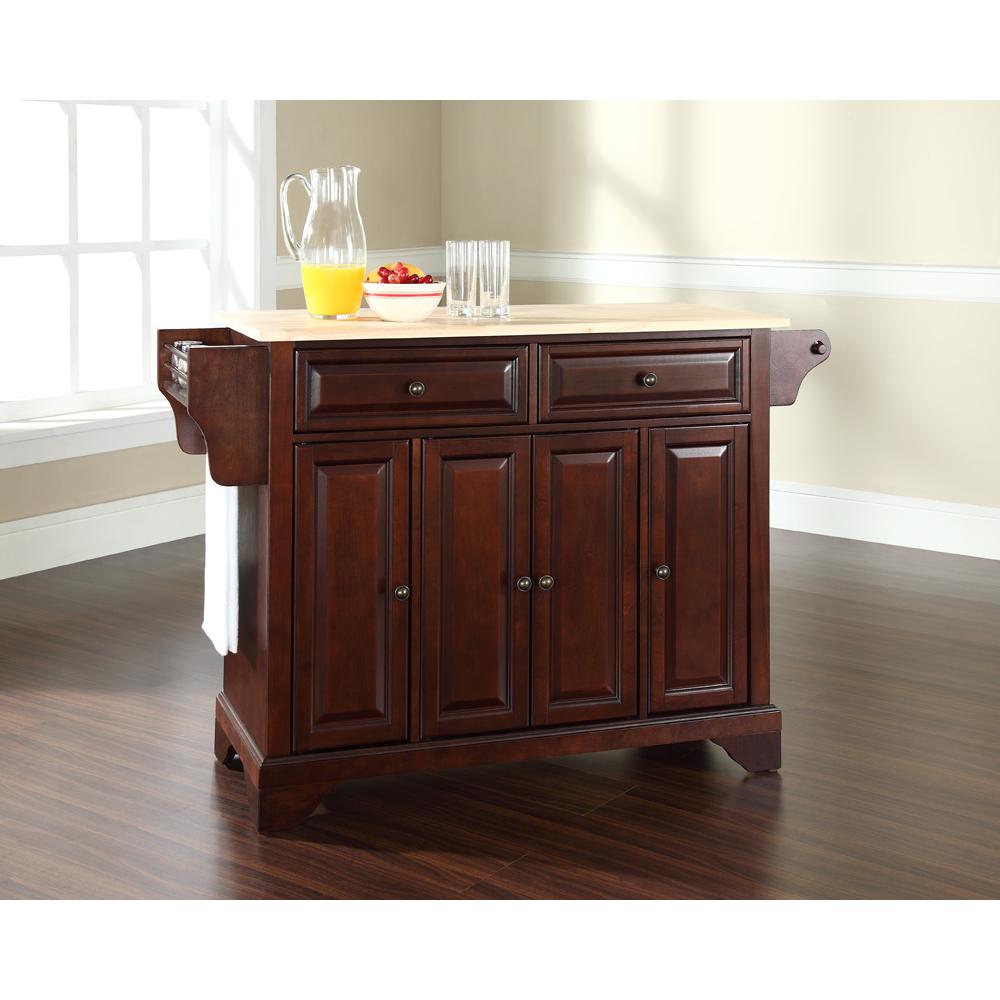 Lafayette Wood Top Full Size Kitchen Island/Cart Mahogany/Natural. Picture 2