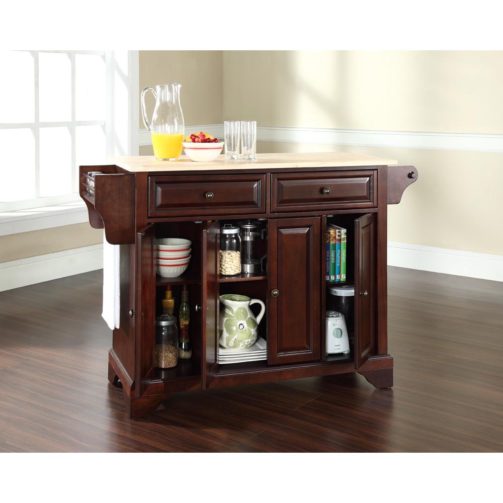 Lafayette Wood Top Full Size Kitchen Island/Cart Mahogany/Natural. Picture 3