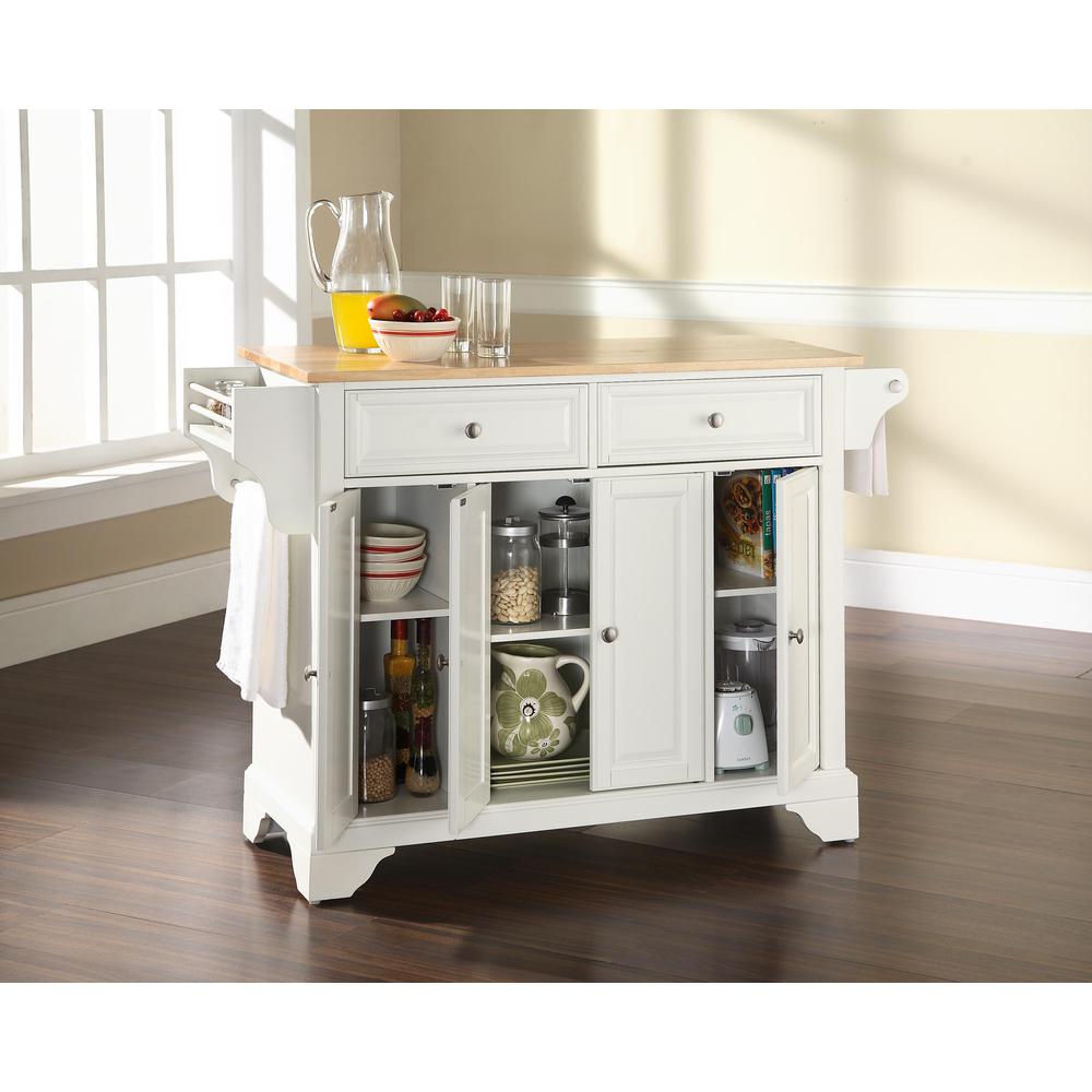Lafayette Wood Top Full Size Kitchen Island/Cart White/Natural. Picture 2