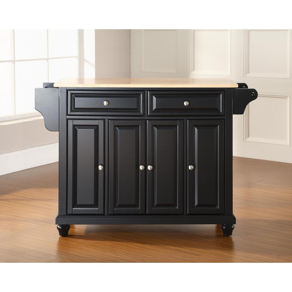 Cambridge Wood Top Full Size Kitchen Island/Cart Black/Natural. Picture 1