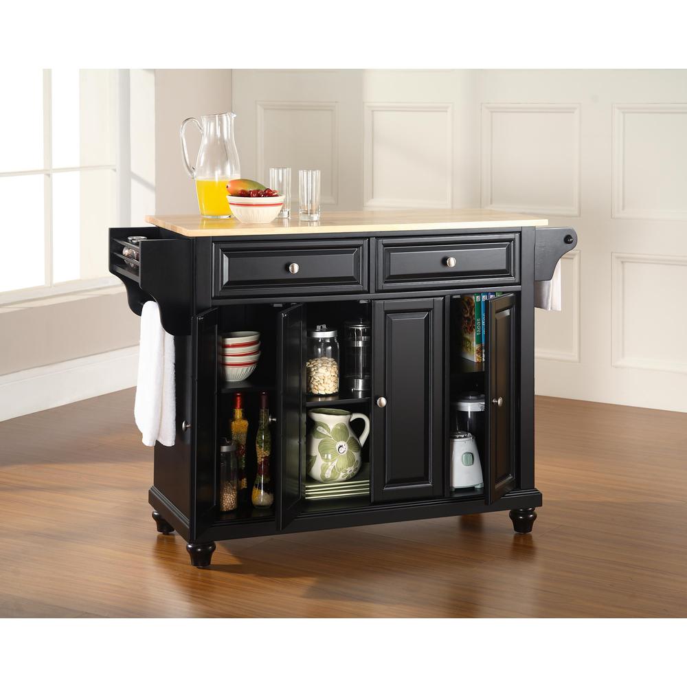Cambridge Wood Top Full Size Kitchen Island/Cart Black/Natural. Picture 2