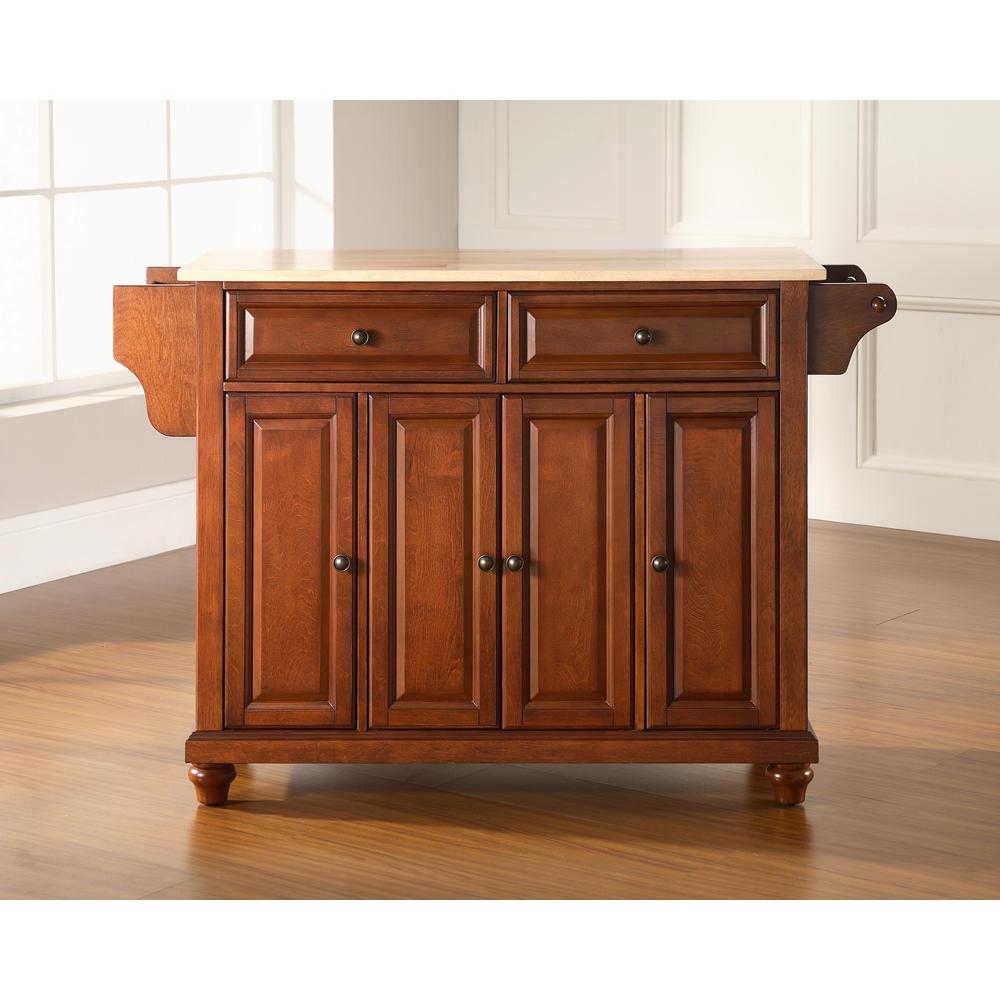 Cambridge Wood Top Full Size Kitchen Island/Cart Cherry/Natural. Picture 1