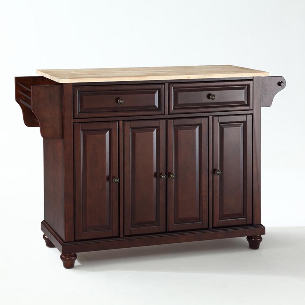 Cambridge Wood Top Full Size Kitchen Island/Cart Mahogany/Natural. Picture 1
