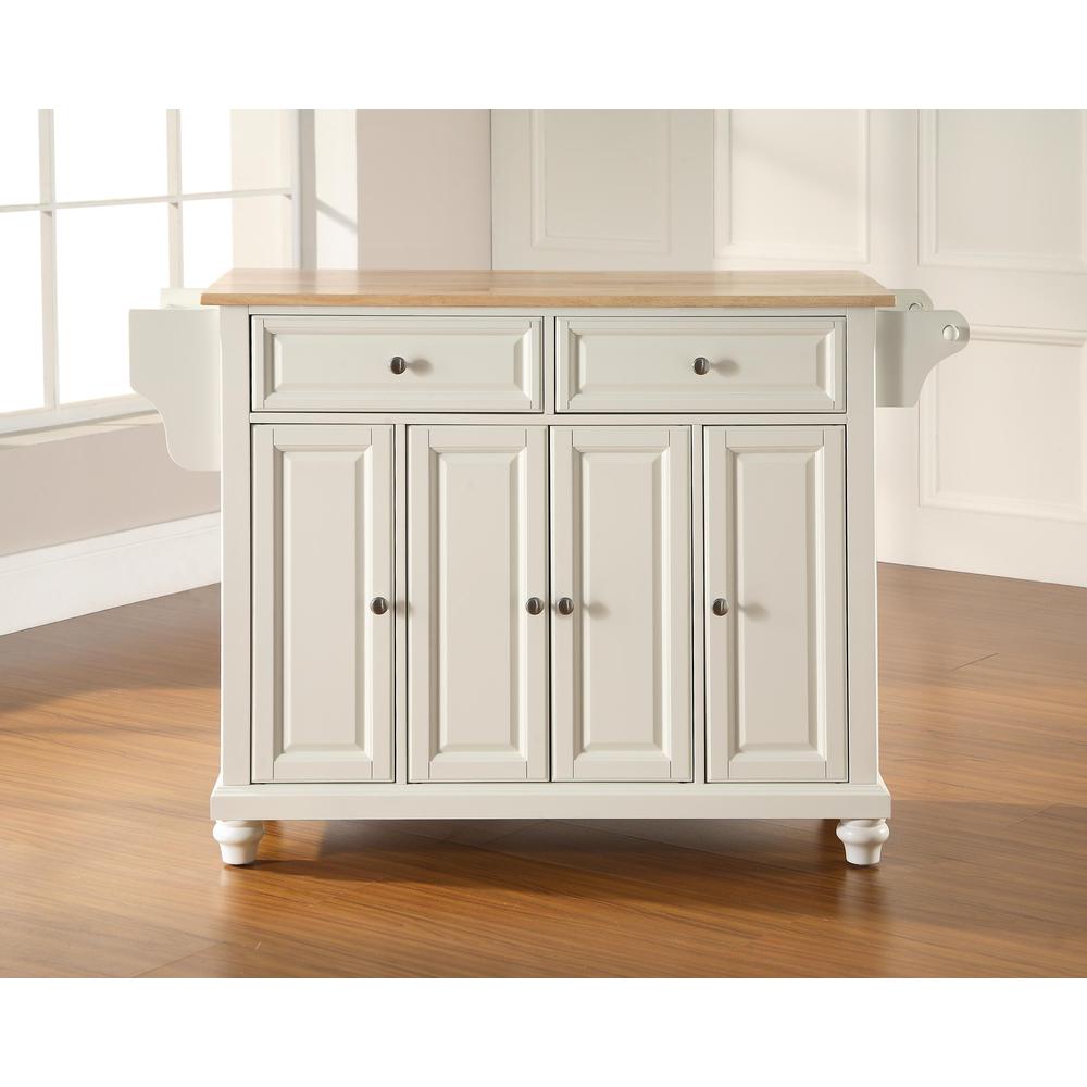 Cambridge Wood Top Full Size Kitchen Island/Cart White/Natural. Picture 1