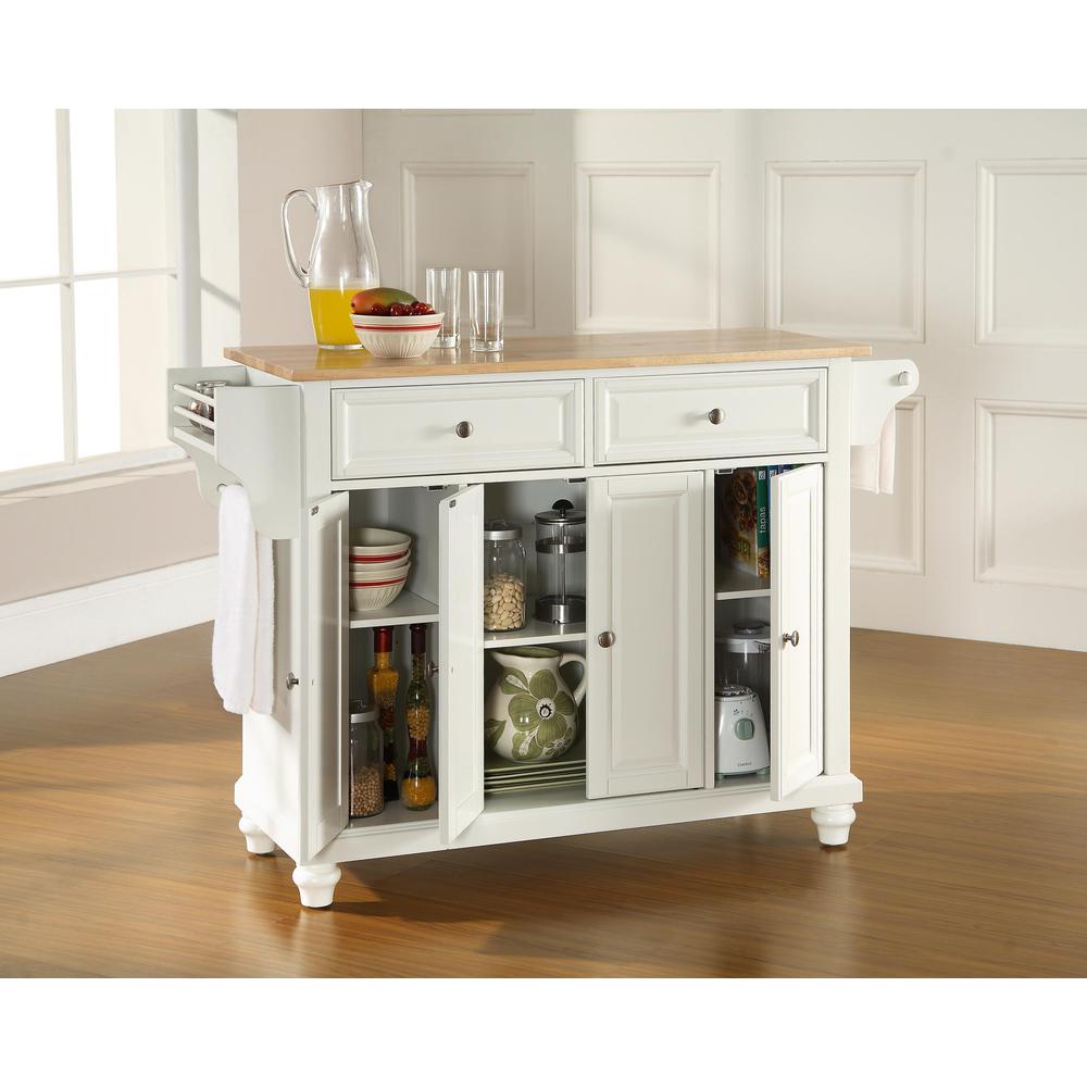 Cambridge Wood Top Full Size Kitchen Island/Cart White/Natural. Picture 2